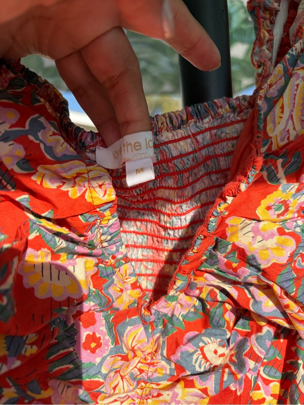 Lovethelabel Red Floral Smocked V-Neck Dress